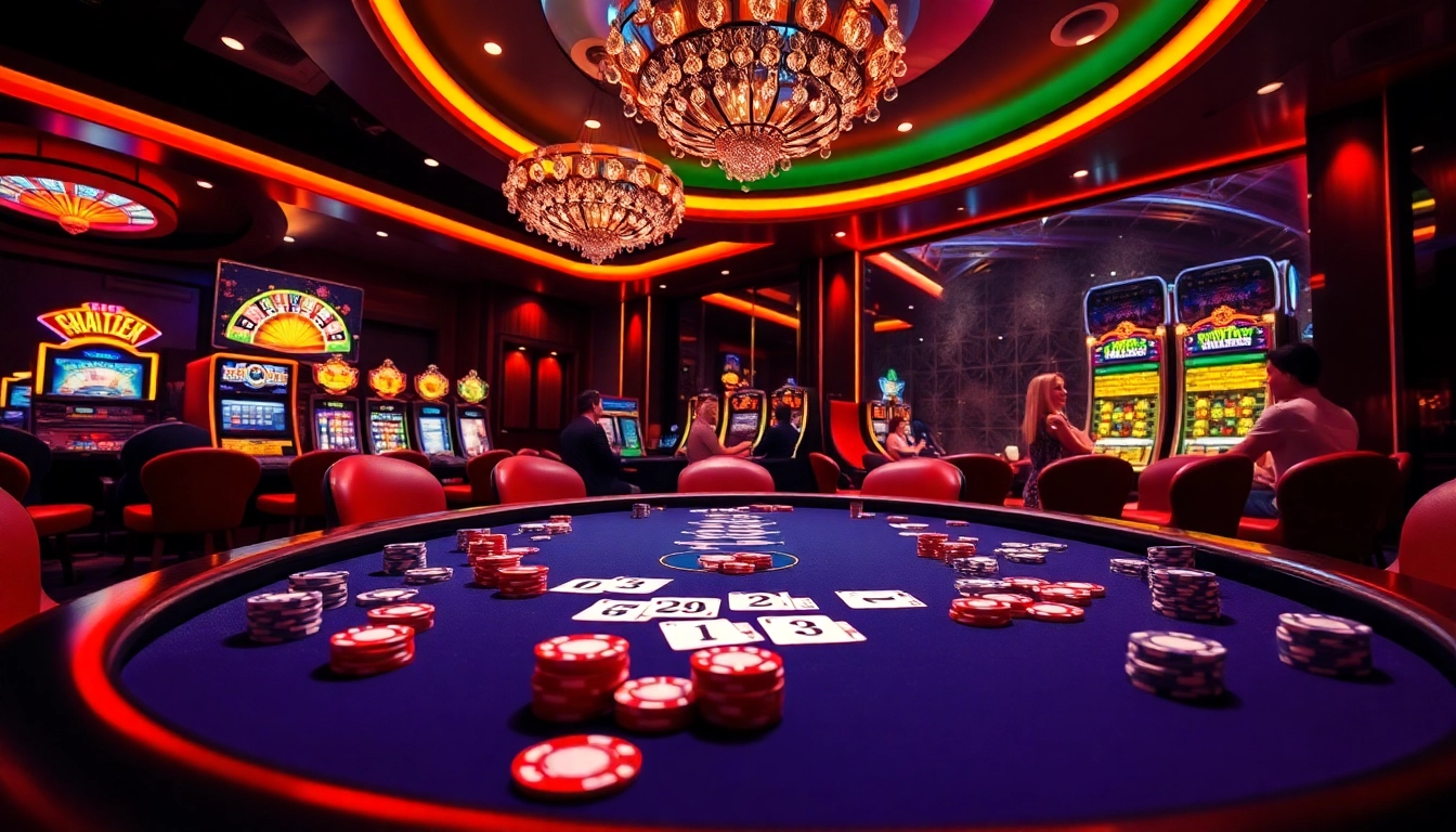 Experience the excitement of e28 with lively casino games, showcasing poker chips and a roulette wheel.